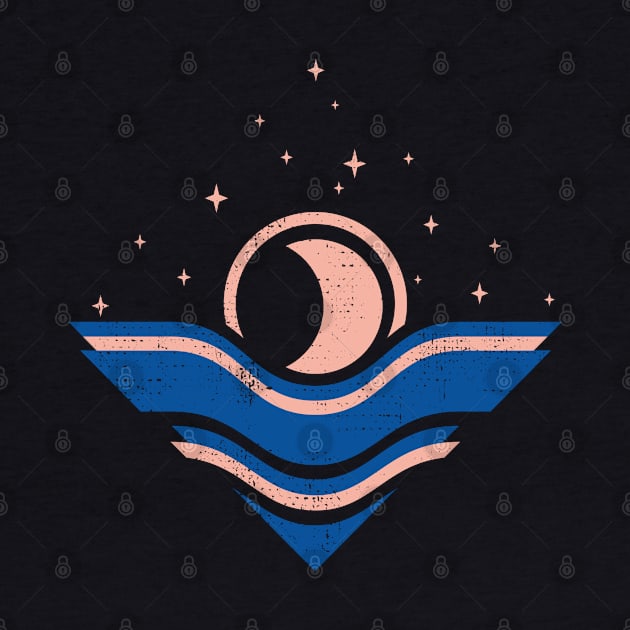 Moon and Ocean. Minimalist illustration by lents